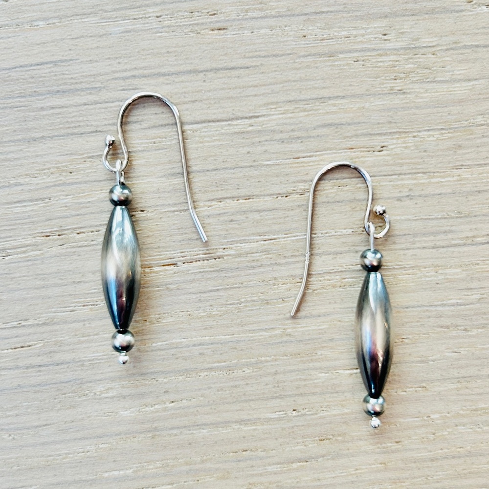 Earrings Navajo Pearls, dangle earring 925 sterling silver, Southwestern style